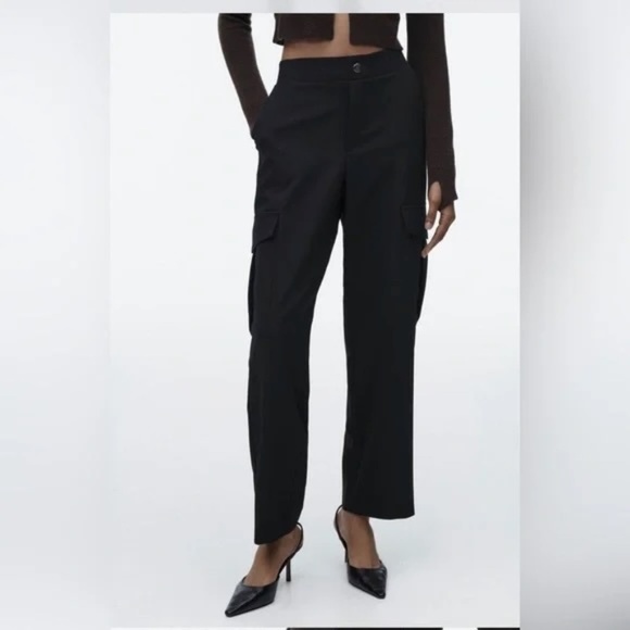 Zara Pants - Zara Straight Fit Cargo Pants Black NEW